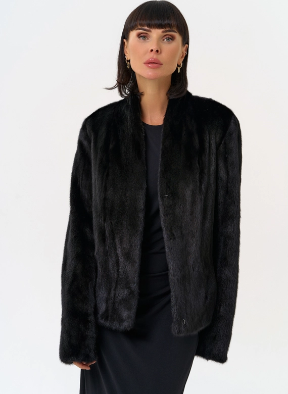 Укороченная шуба из меха норки 