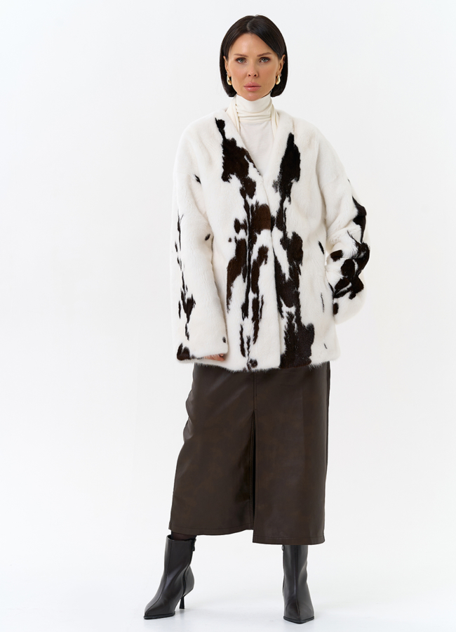 Жакет из меха норки в расцветке 