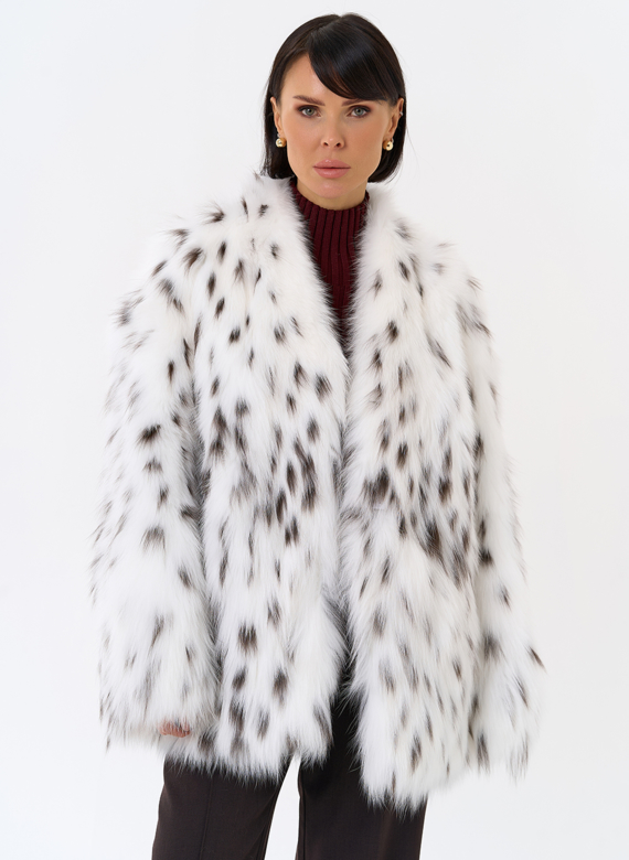 Шуба из лисы с инкрустацией под рысь