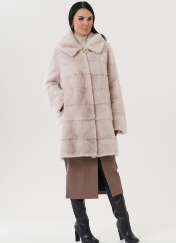 Шуба из норки с капюшоном 