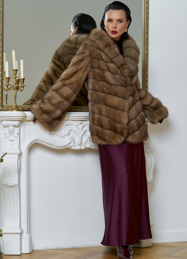 Женская шуба из куницы с воротником шаль модель № 31727 в кредит