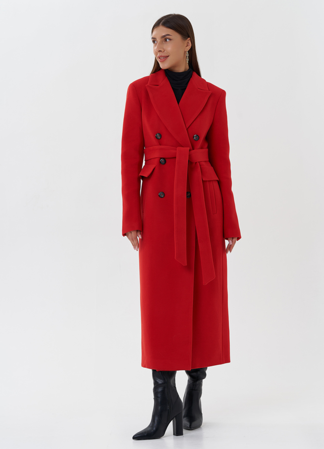 фото Двубортное пальто с английским воротником модель № 27678