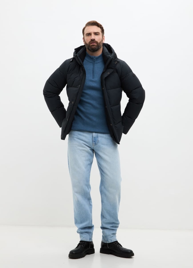 Мужской пуховик с капюшоном больших размеров модель № 32034 в рассрочку
