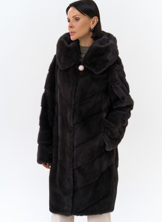 Норковая шуба с капюшоном