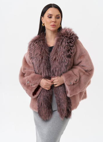 Короткая шуба из норки с чернобуркой