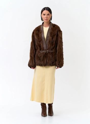 Жакет из меха частей норки фото