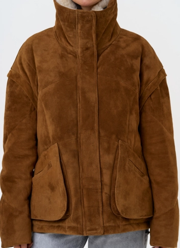 Пуховик - трансформер из натуральной замши