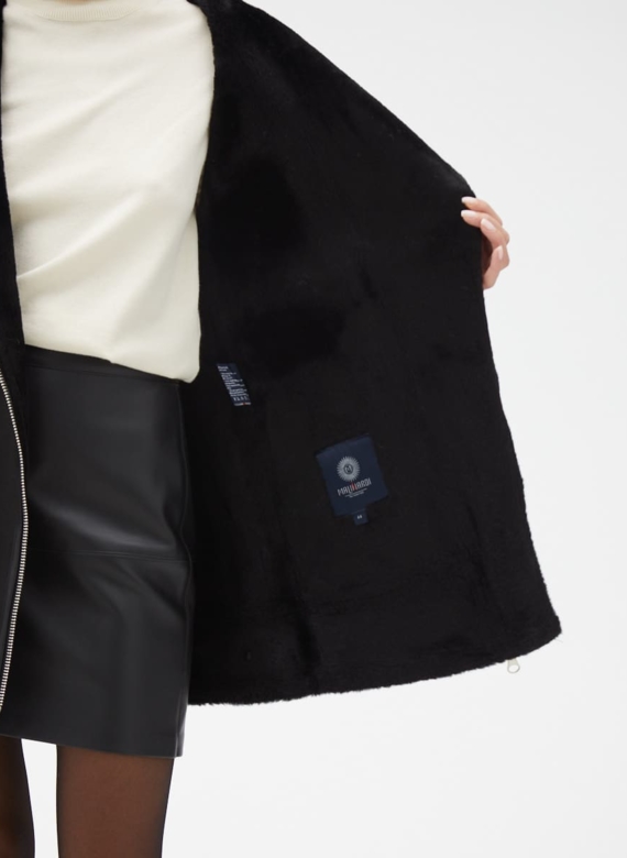 Женская удлиненная дубленка из эко кожи