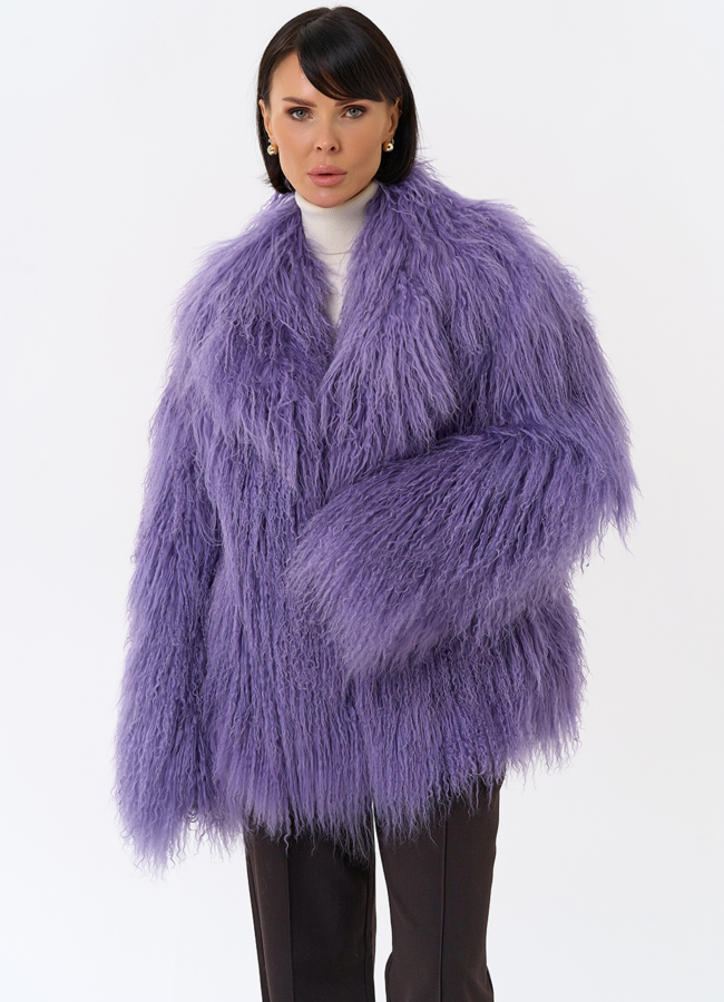 Шуба из ламы модель № 31831 меха малина