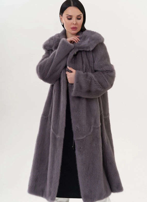 Шуба из норки с капюшоном фото