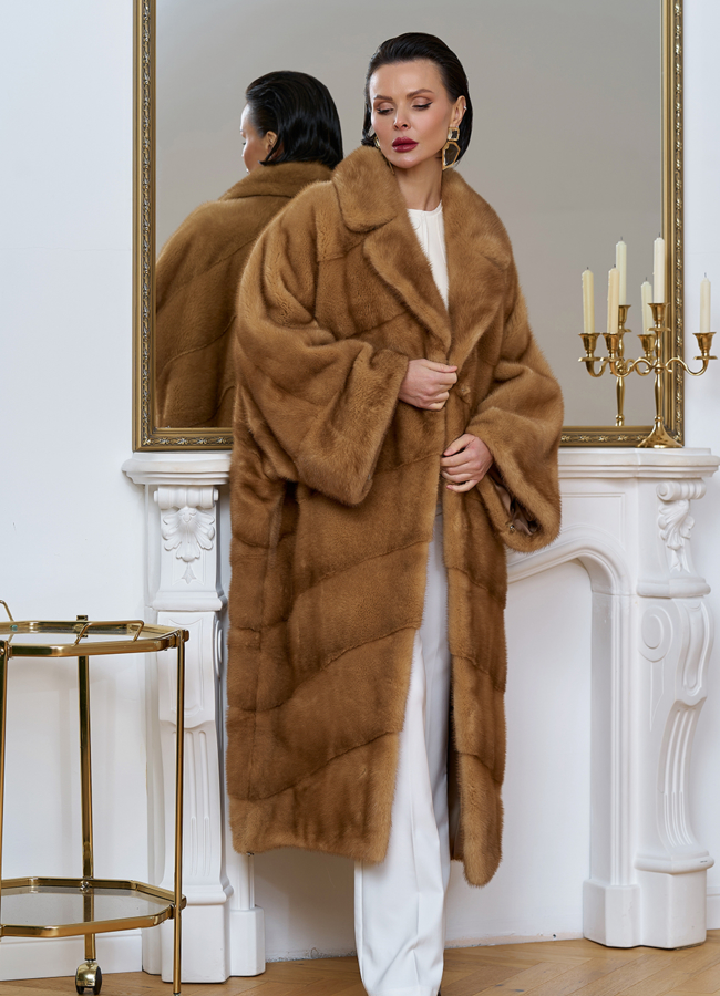 фото Женская шуба из меха норки с английским воротником модель № 31861