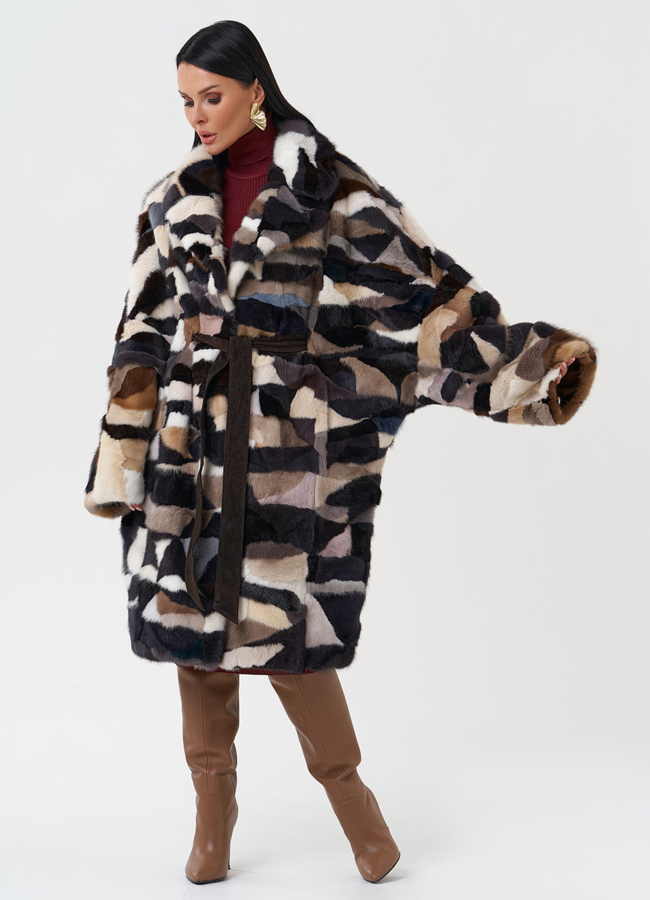 фото Шуба из меха норки с английским воротником модель № 31038