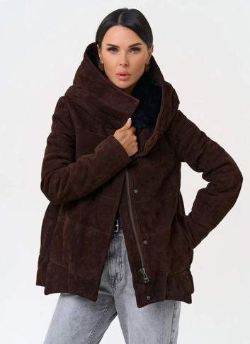 Куртка с капюшоном из натуральной замши