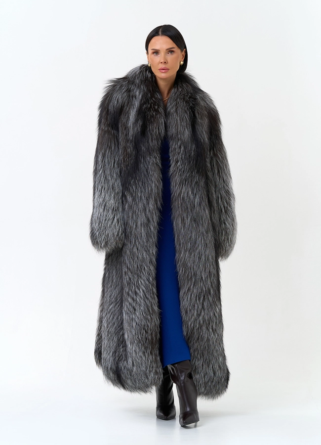 Женская шуба из меха чернобурой лисы модель № 34296 универмаг малина фото