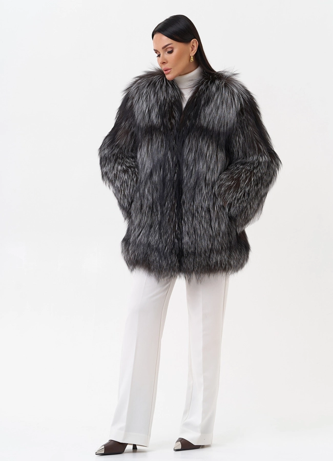 фото Куртка из чернобурой лисы модель № 29483