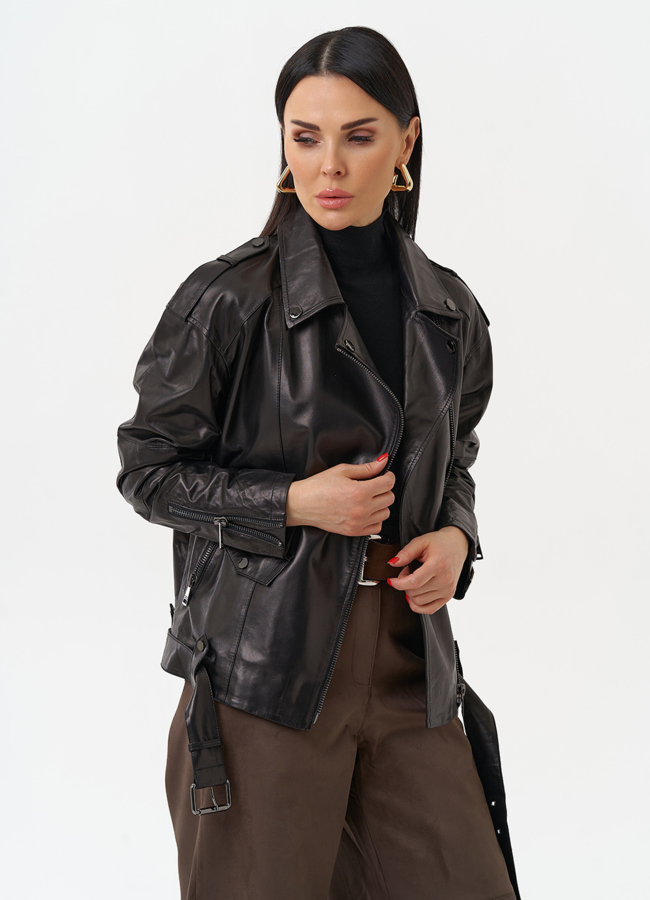 Женская куртка-косуха из натуральной кожи модель № 22341 универмаг малина