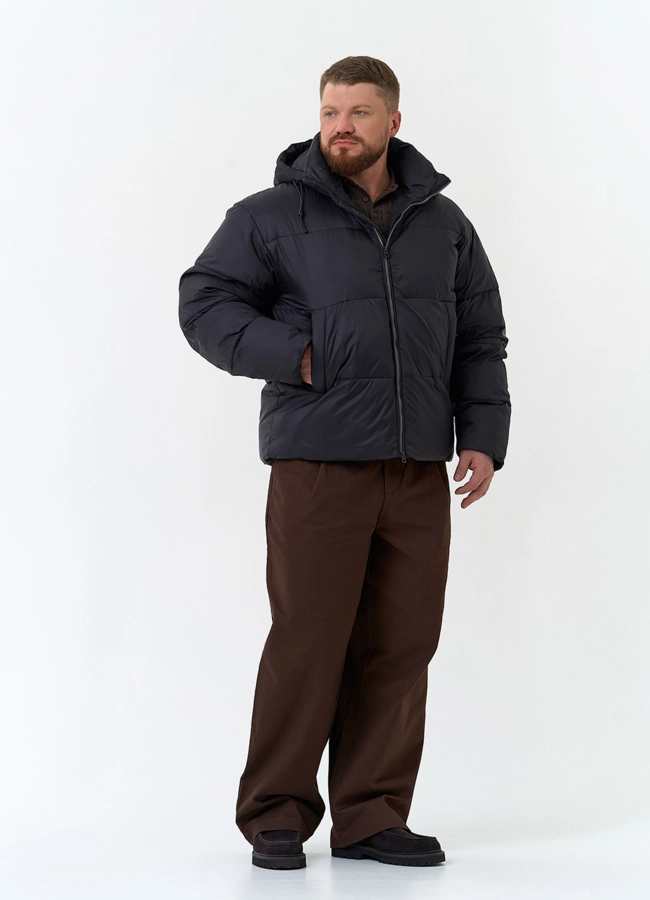 Мужской пуховик с капюшоном модель № 34065 в кредит фото