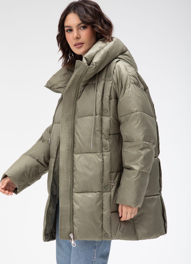 фото Женский пуховик с капюшоном  модель № 28007