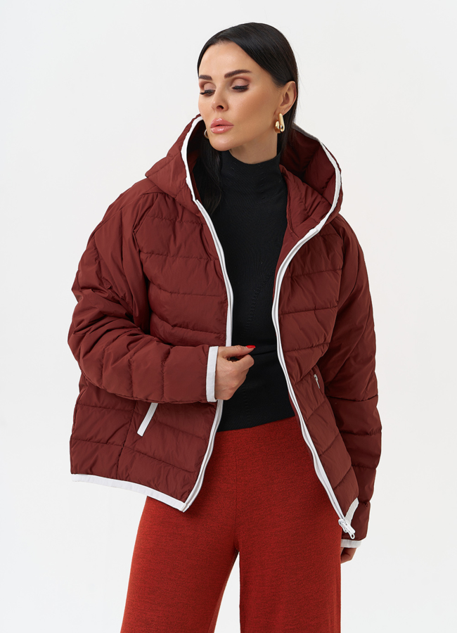 Женская утепленная куртка в бордовом цвете модель № 30025 универмаг малина