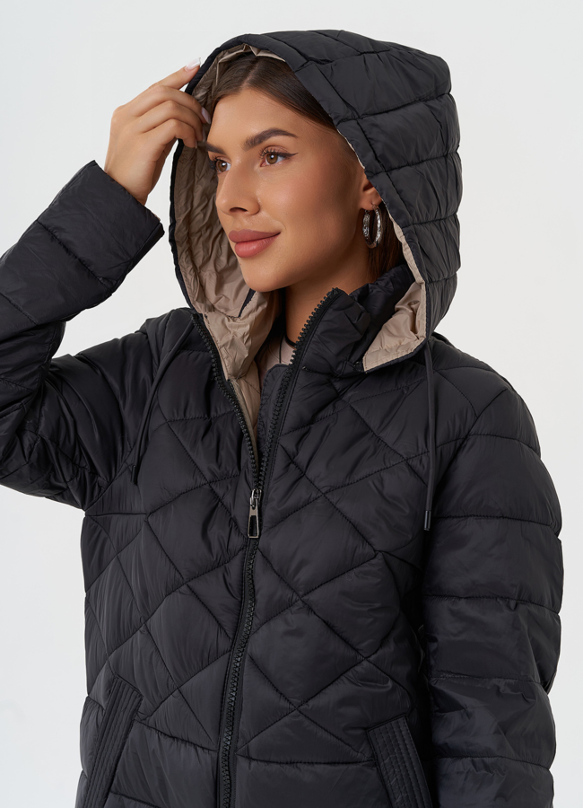 Стеганый пуховик с капюшоном модель № 28293 универмаг малина