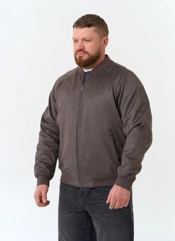 Мужская куртка бомбер из эко замши фото