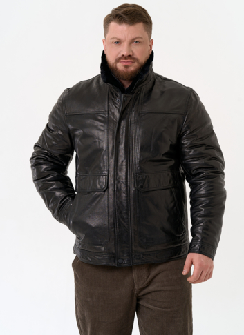 Куртка из натуральной кожи черного цвета