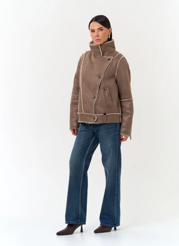 Женская дубленка из эко замши