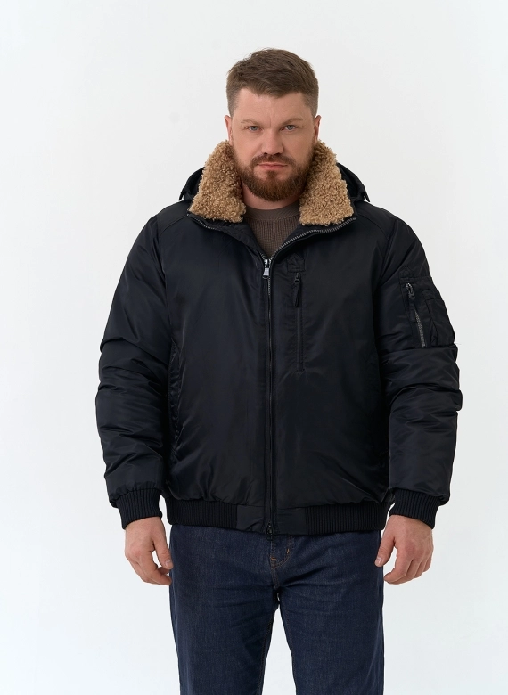 Мужская куртка бомбер с капюшоном фото