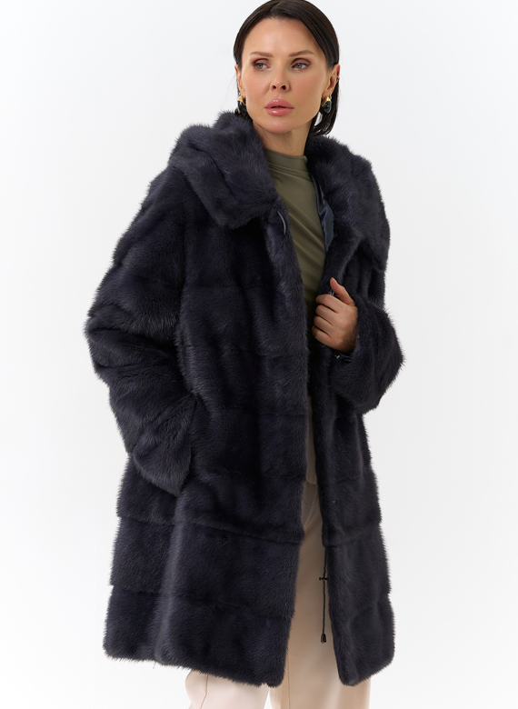 Норковая шуба трансформер с капюшоном